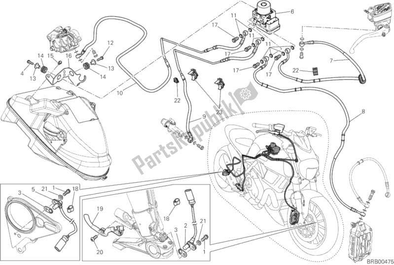 Wszystkie części do Uk? Ad Hamulcowy Abs Ducati Diavel Carbon FL USA 1200 2018